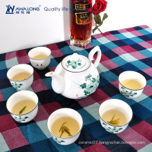 pretty lotus flower printed cheap tea set with teapot / ceramic modern cute teapots and tea sets